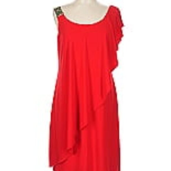 Collection Dress Barn Elegant Red Sleeveless Cocktail Dress Size 10 - Picture 9 of 11